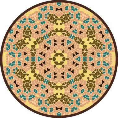 Yuvarlak majolica mozaiği - vektör illüstrasyonu 
