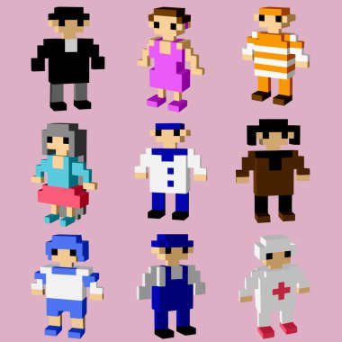 Ufaklık - tasarım projesi için 3B piksel sanatı - vektör illüstrasyonu 