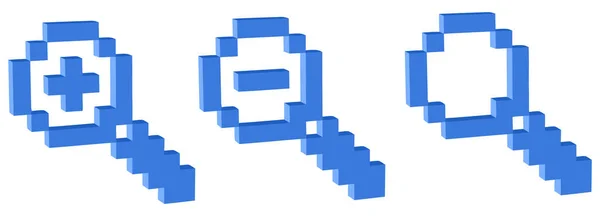Ícones Lupa Arte Pixel Para Projeto Design Ilustração Vetorial —  Vetores de Stock