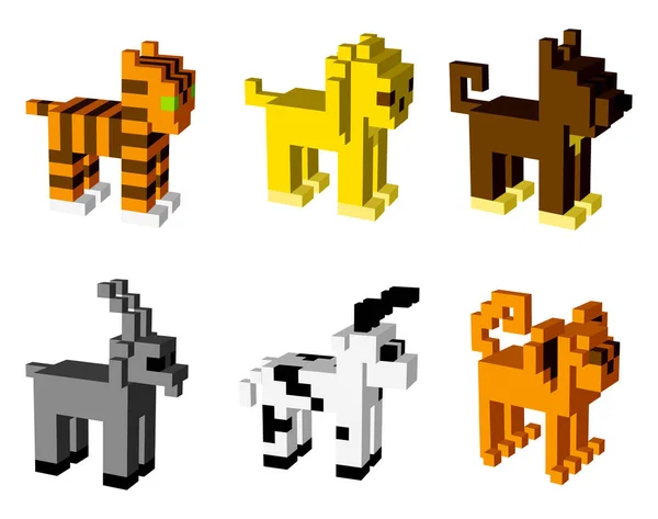 Animal Icons Pixelkunst Für Designprojekt Vektorillustration — Stockvektor