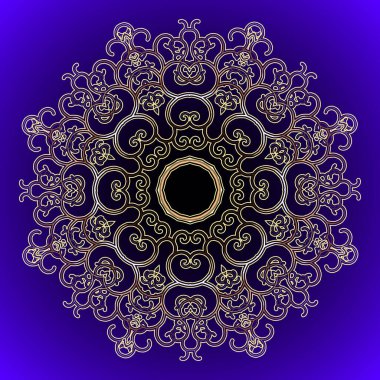 Zarif Curl Vektör Mandala 