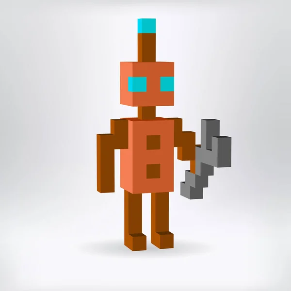 Kis Robot Pixel Art Design Project Vektor Illusztráció — Stock Vector