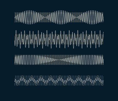 Resulting harmonic sine wave - visualization of acoustic waves types - nature of sound - vector concept of oscillation signal types clipart