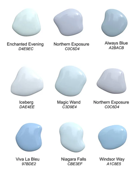 Set Handpicked Paint Tints Vector Palette Drops Pastel Sweet Blue — Stock Vector