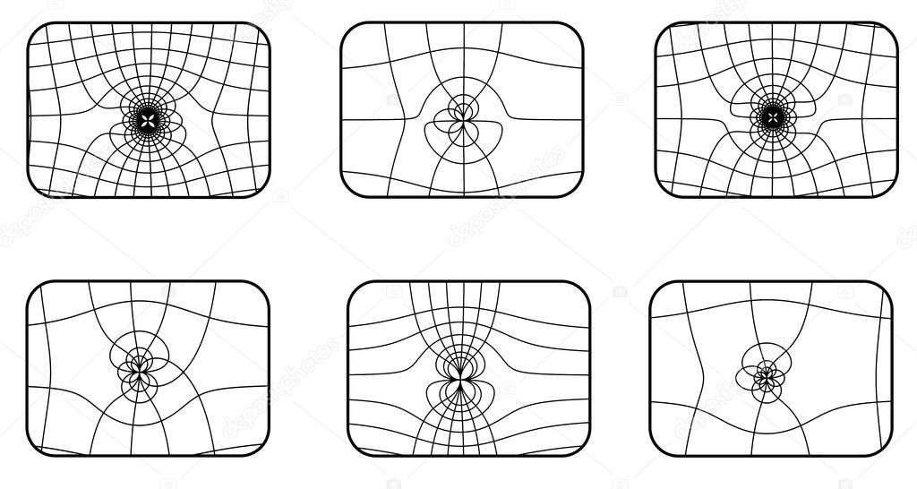Visualization of implicit plane curves - vector design of electromagnetic field curvature lines 