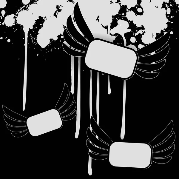 Shabby Grunge Rock Banner Alato — Vettoriale Stock