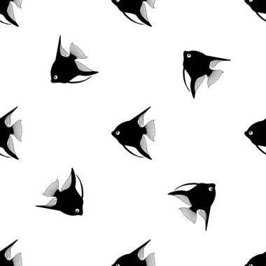 Akvaryum balığı ile vektör deseni tekrarlanıyor.