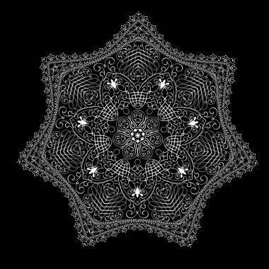 Vektör siyah ve beyaz kaligrafik mandala