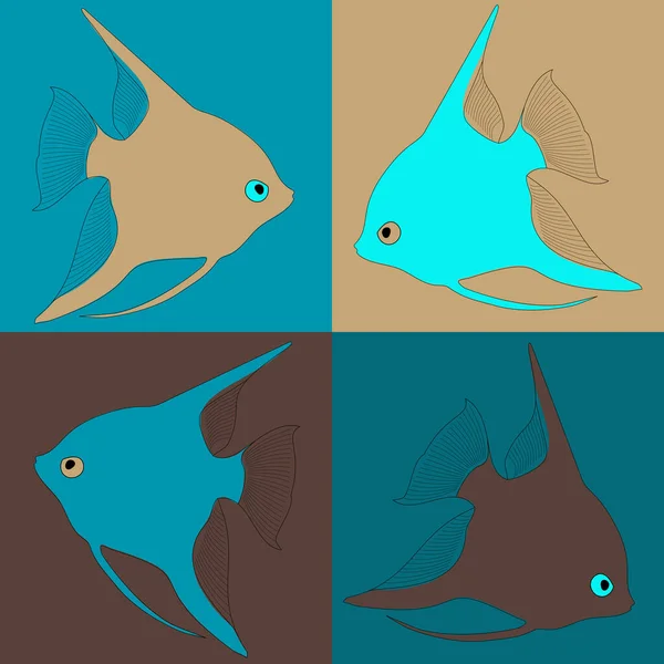 Vektor Aquarium Ikan Angelfish - Stok Vektor