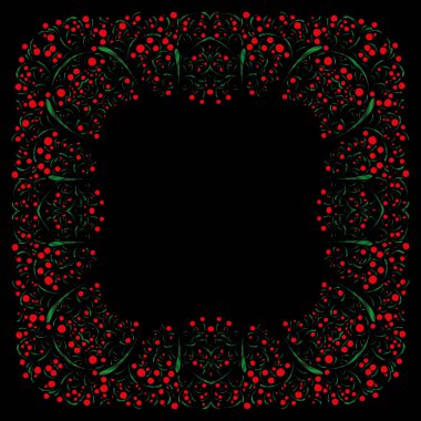 Kırmızı ve yeşil vektör çiçek çerçevesi 