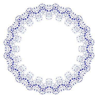 Gzhel tarzında mavi vektör yuvarlak çerçeve