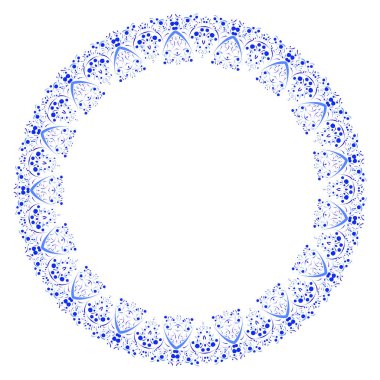 Gzhel tarzında mavi vektör yuvarlak çerçeve
