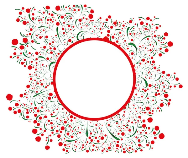 Cadre Rond Floral Vecteur Rouge Vert — Image vectorielle