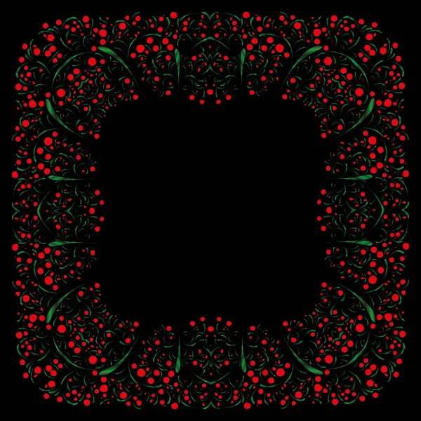 Marco Floral Vector Rojo Verde — Archivo Imágenes Vectoriales