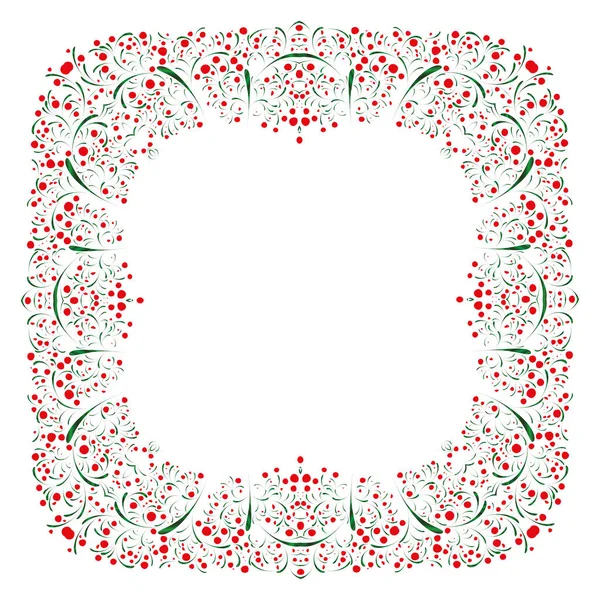 Red Green Vector Floral Frame — Stock Vector