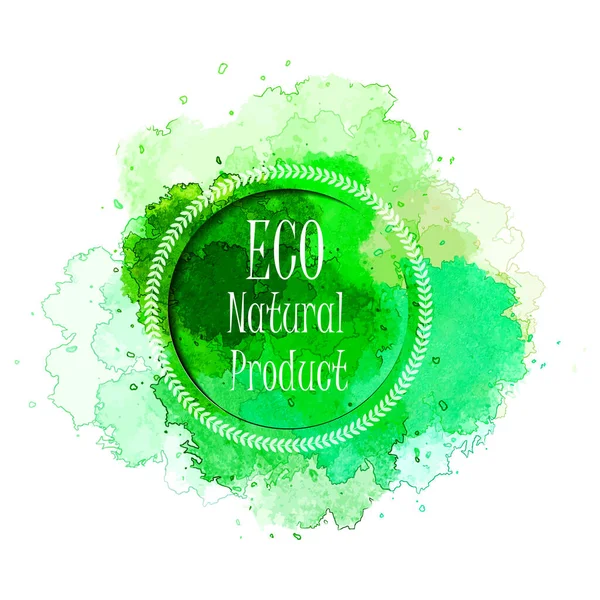 Eco Natural Product Olympic Green Vector Watercolor Blot — Stock Vector