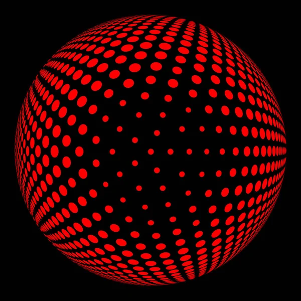 Volume Demi Teinte Boule Rouge Sur Noir — Image vectorielle