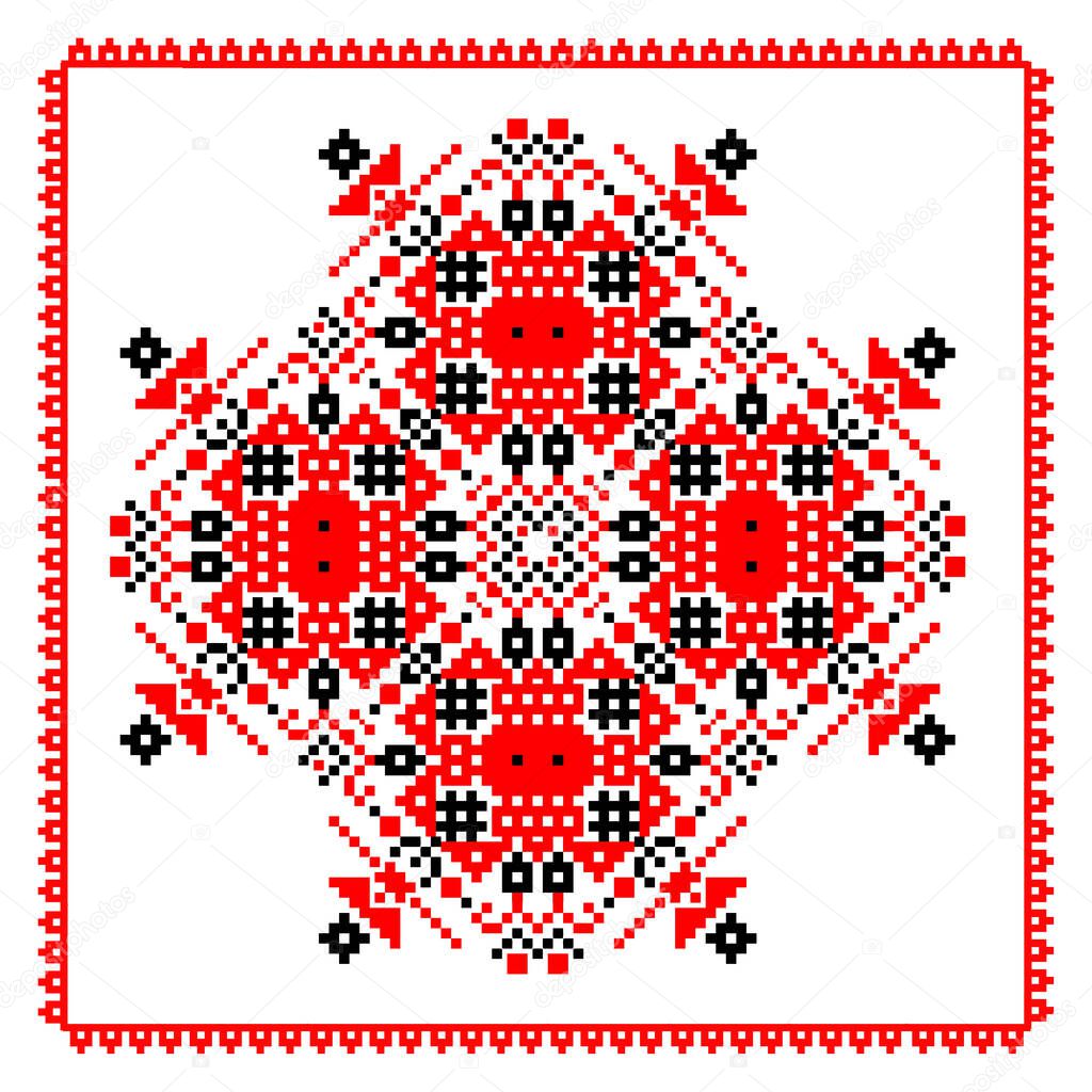 Cross-stitch embroidered folk vector pattern