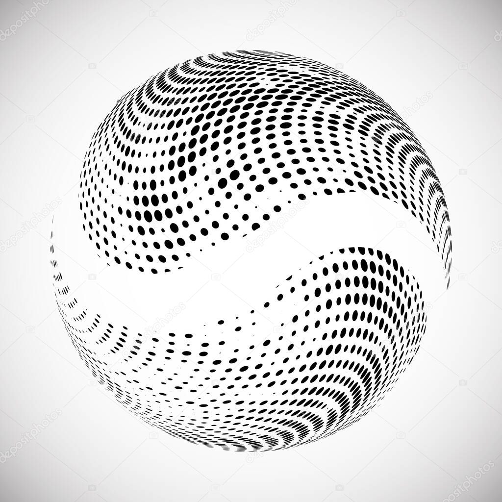 Halftone  black and white ball