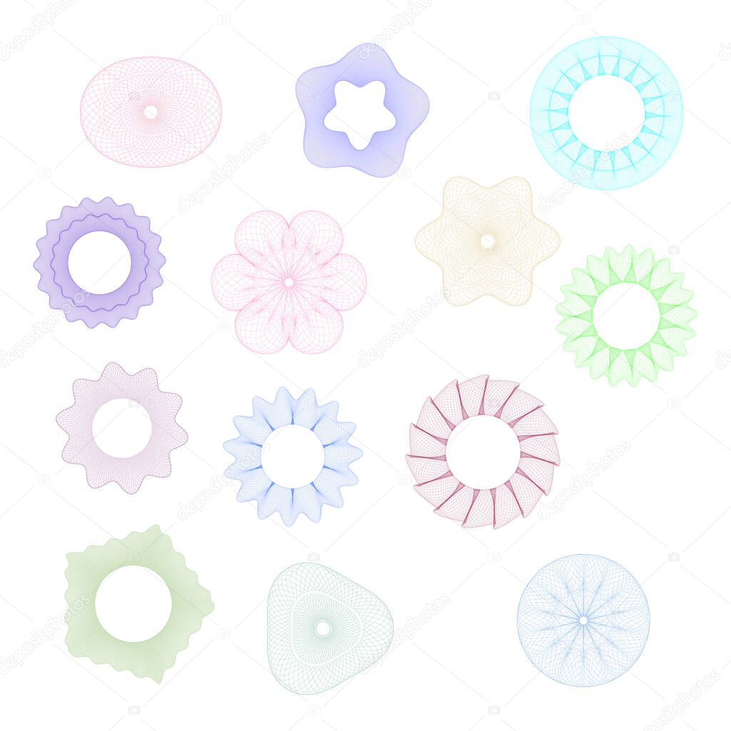 Set of Simple Guilloche Rosettes  