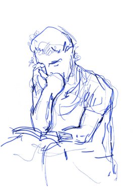 Okuyan adamın el çizimi.