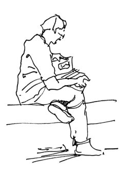 Okuyan adamın el çizimi.