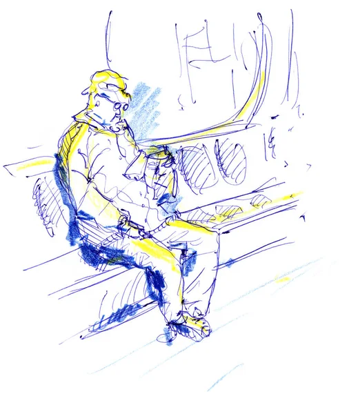 Handgezeichnete Skizze Des Passagiers — Stockfoto