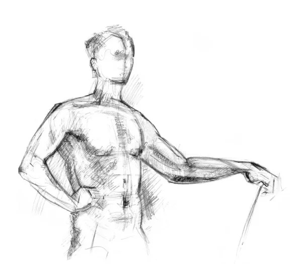 Dibujo Dibujado Mano Del Torso Modelo — Foto de Stock