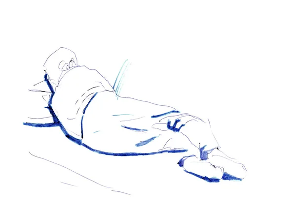 Ручной Эскиз Спящего Человека — стоковое фото