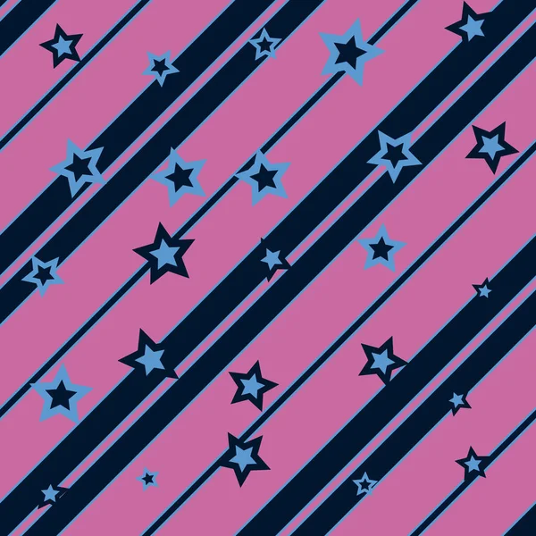 Retro Five Pointed Stars Striped Repeating Pattern — Stock Photo, Image