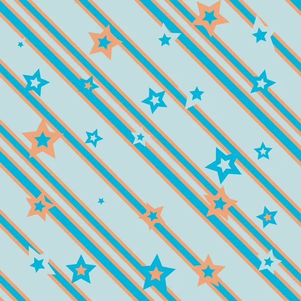 Retro Five Pointed Stars Striped Repeating Pattern — Stock Photo, Image