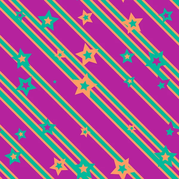 Retro Five Pointed Stars Striped Repeating Pattern — Stock Photo, Image