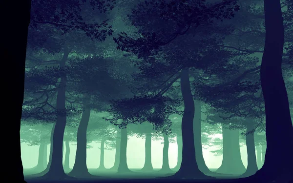Verde Niebla Bosque Paisaje — Foto de Stock