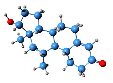 11-beta-metil-19-nortestosteron iskelet formülünün 3 boyutlu görüntüsü - beyaz arkaplanda izole edilmiş 11beta-MNT moleküler kimyasal yapısı