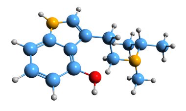 3D image of 4-HO-MiPT skeletal formula - molecular chemical structure of miprocin isolated on white background clipart