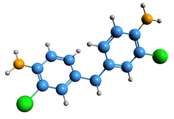 Aufnahme Von Methylenebis Chloroanilin Skelettformel Molekularchemische Struktur Von Bisamin Isoliert — Stockfoto