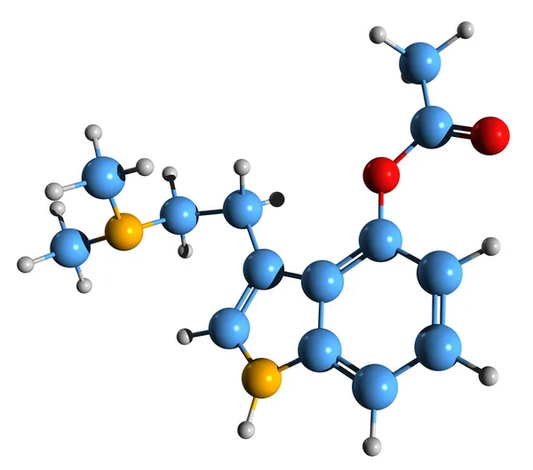 Imagen Fórmula Esquelética Aco Dmt Estructura Química Molecular Acetilpsilocina Aislada — Foto de Stock