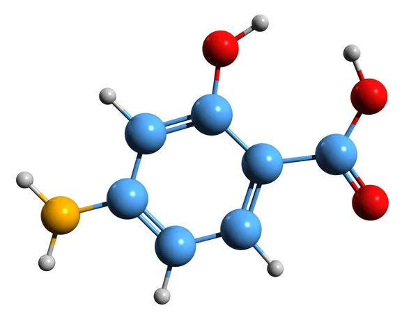 Imagen Fórmula Esquelética Ácido Aminosalicílico Estructura Química Molecular Del Pas —  Fotos de Stock