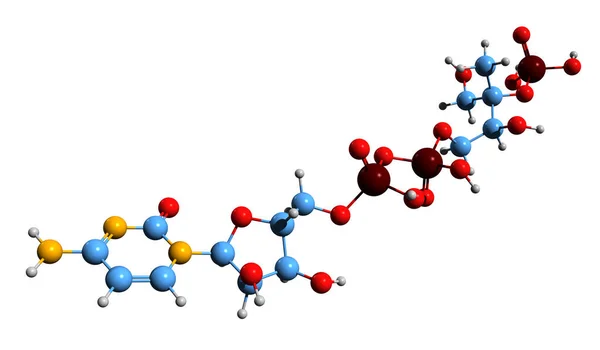 Diphoscytidyl メチル Erythritol 2リン酸骨格式の3D画像 白地に単離されたCdp Mepの分子化学構造 — ストック写真