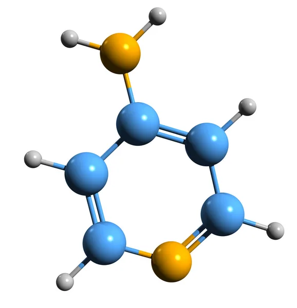 Aminopyridine骨格式の3D画像 白色の背景に分離されたファムプリジンの分子化学構造 — ストック写真