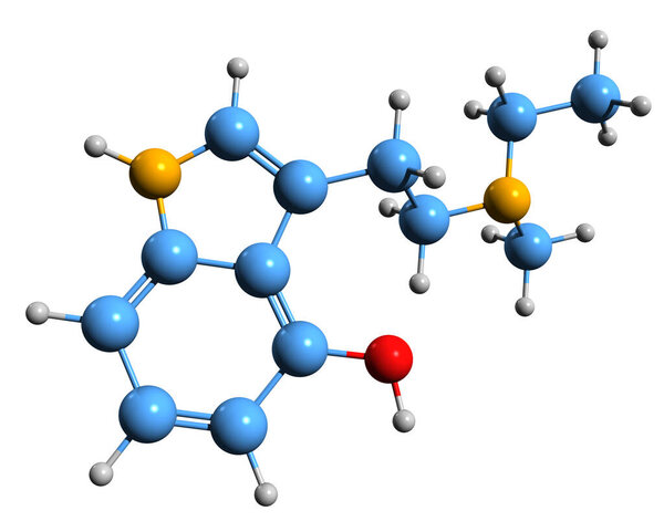 3D image of 4-HO-MET skeletal formula - molecular chemical structure of metocin isolated on white background