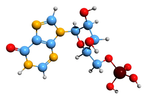 Beeld Van Inosinezuur Skeletformule Moleculaire Chemische Structuur Van 630 Geïsoleerd — Stockfoto