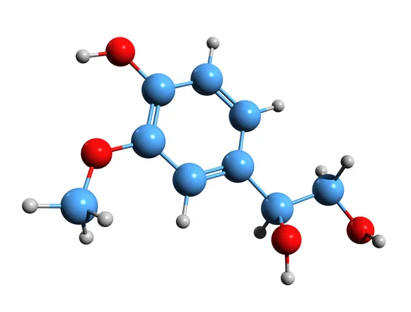 Aufnahme Der Methoxy Hydroxyphenylglycol Skelettformel Molekularchemische Struktur Des Mopeg Isoliert — Stockfoto