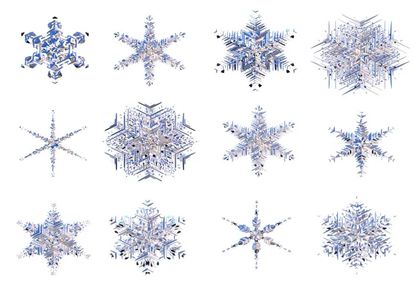 Set Crystal Snowflakes — Stock Photo, Image