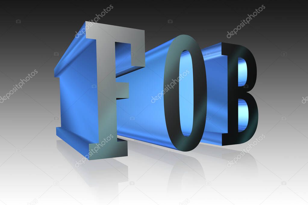 FOB lettering - 3D illustration