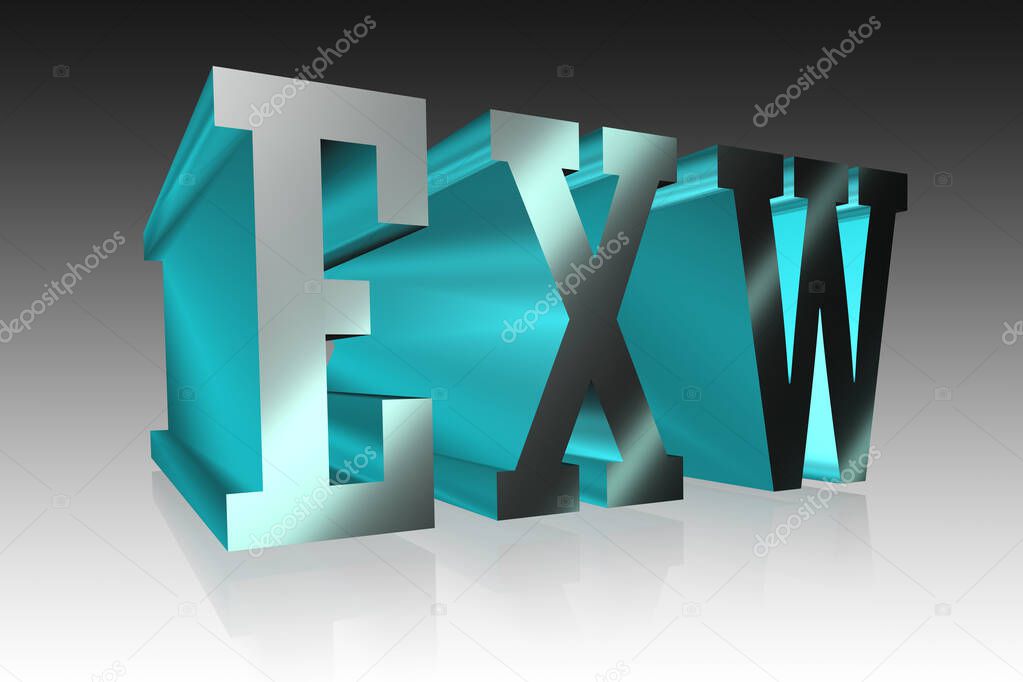 EXW lettering - 3D illustration