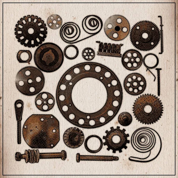 Set Aus Metalldetails Halfone Vintage Poster — Stockfoto