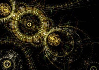 SteamPunk Fraktal Arkaplan Kainat Saat İşlemi Fraktal Sanat