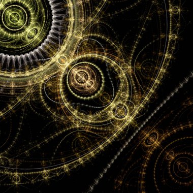 SteamPunk Fraktal Arkaplan Kainat Saat İşlemi Fraktal Sanat