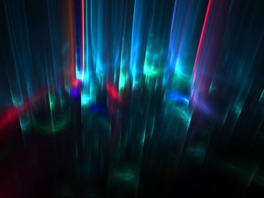 Geniş Aurora Borealis Arkaplanı - Fraktal Sanat